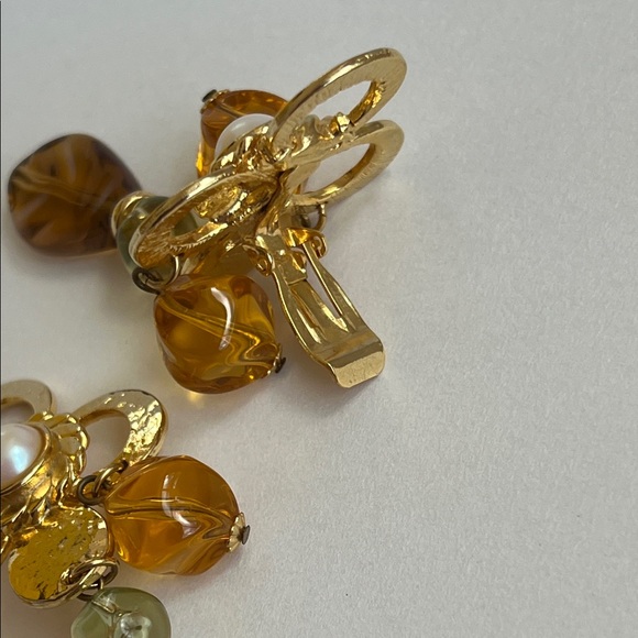 Craft Gold and Amber Dangle Earrings - Picture 4 of 5